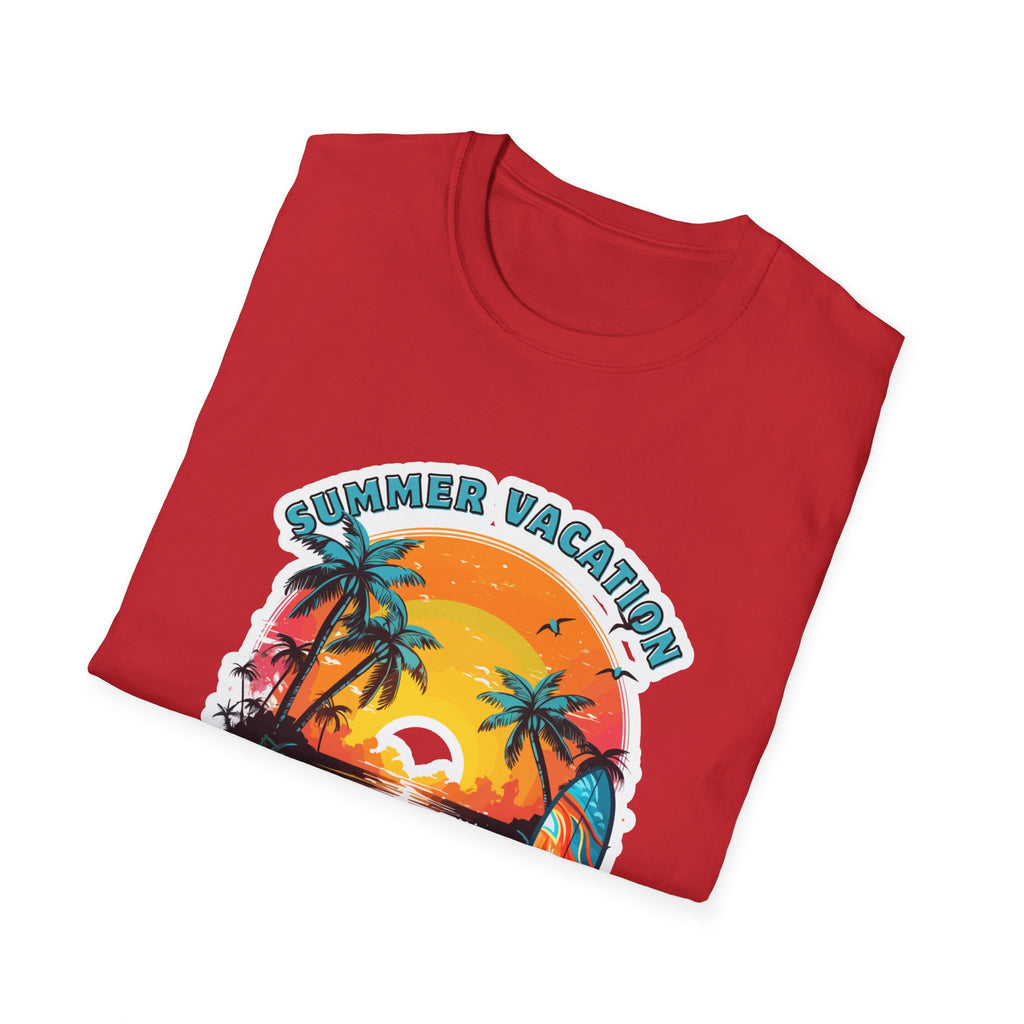 Summer Vacation T-Shirt – Tropical Sunset Surf Graphic