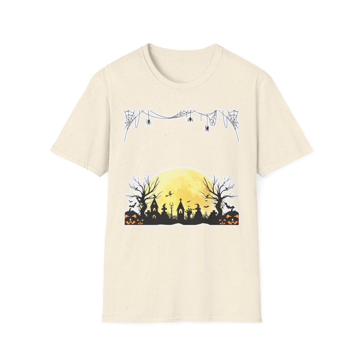 Halloween Moon Silhouette T-Shirt — Spooky Graveyard Pumpkin Scene