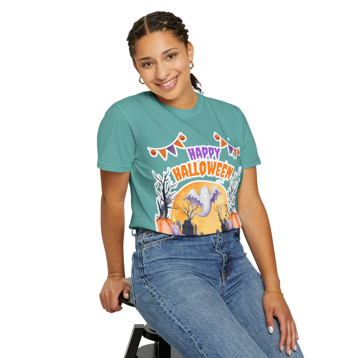 Happy Halloween T-Shirt — Ghost & Pumpkin Halloween Tee