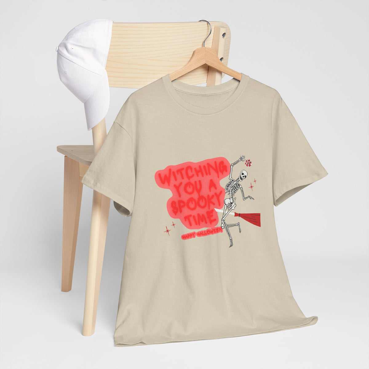 Skeleton 'Witching You a Spooky Time' Halloween T-Shirt