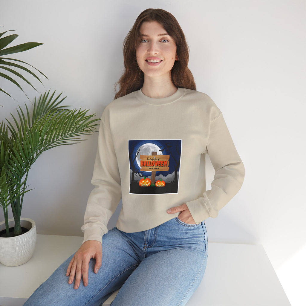 Halloween Crewneck Sweatshirt - Spooky Night Pumpkins Design
