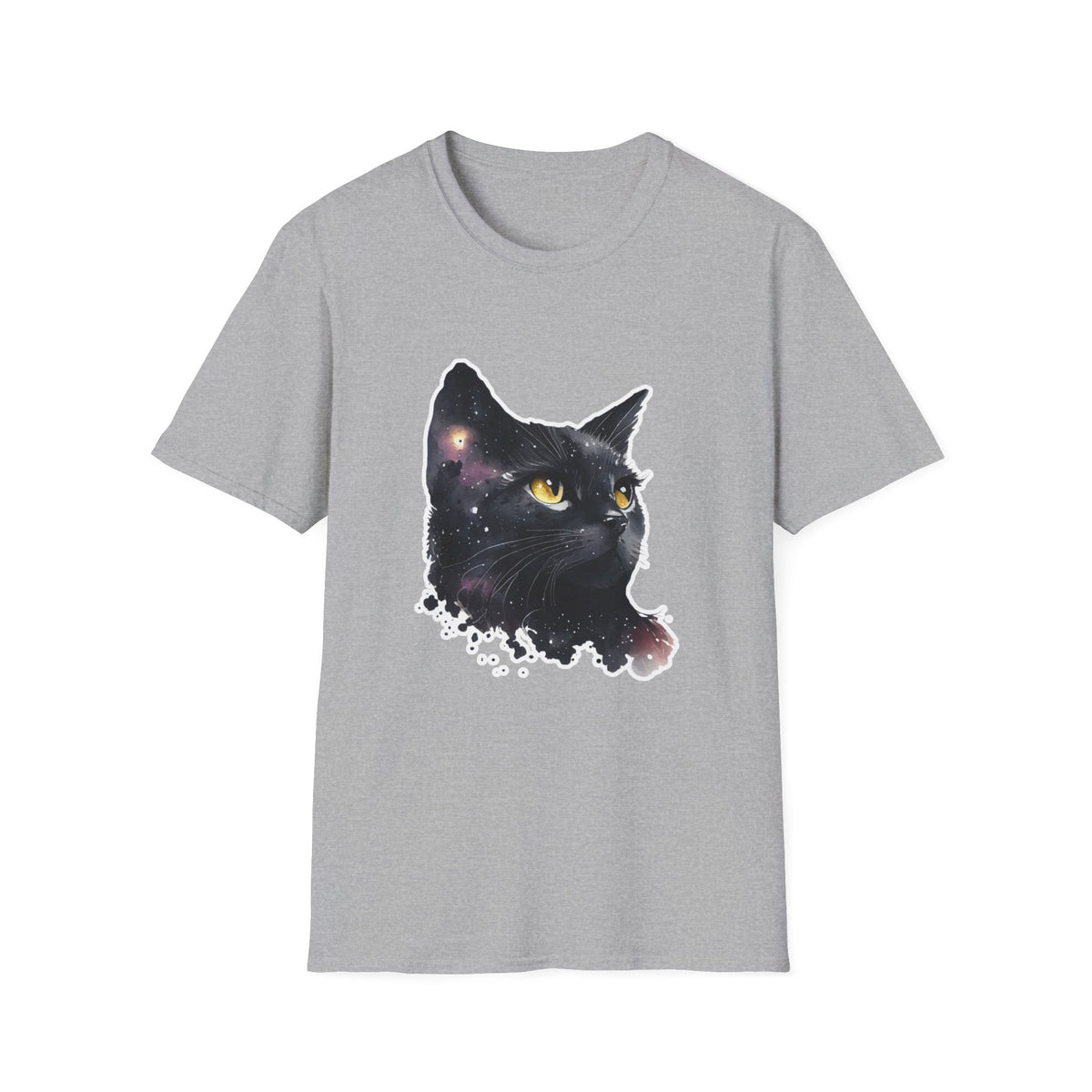 Galaxy Black Cat T-Shirt — Cosmic Cat Portrait Tee