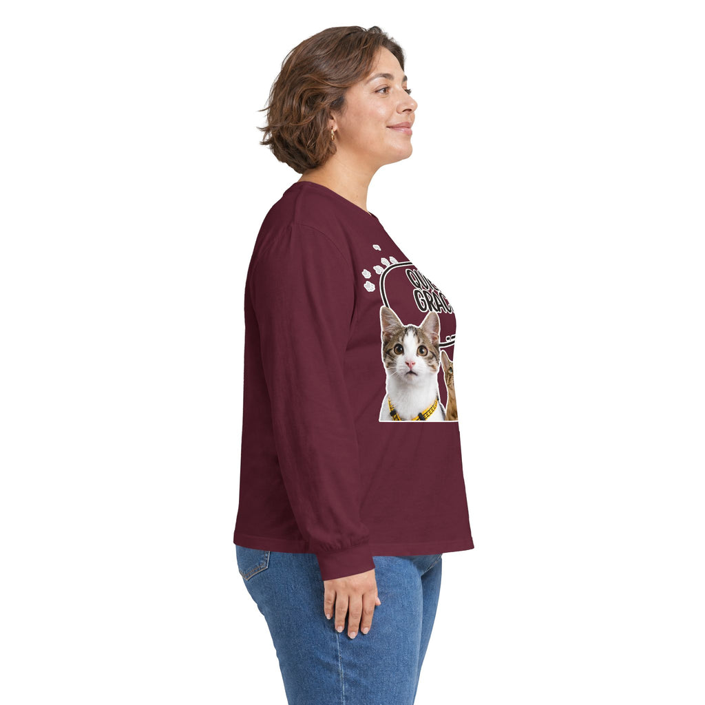 Quiet Grace Cat Long Sleeve Tee — Cute Kitty Photo Shirt