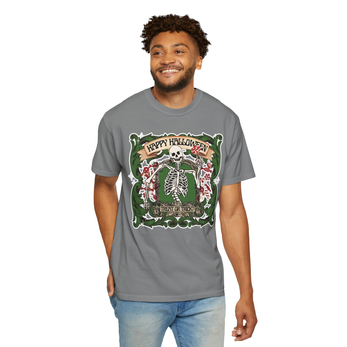 Happy Halloween Skeleton T-Shirt — Vintage Trick or Treat Graphic Tee