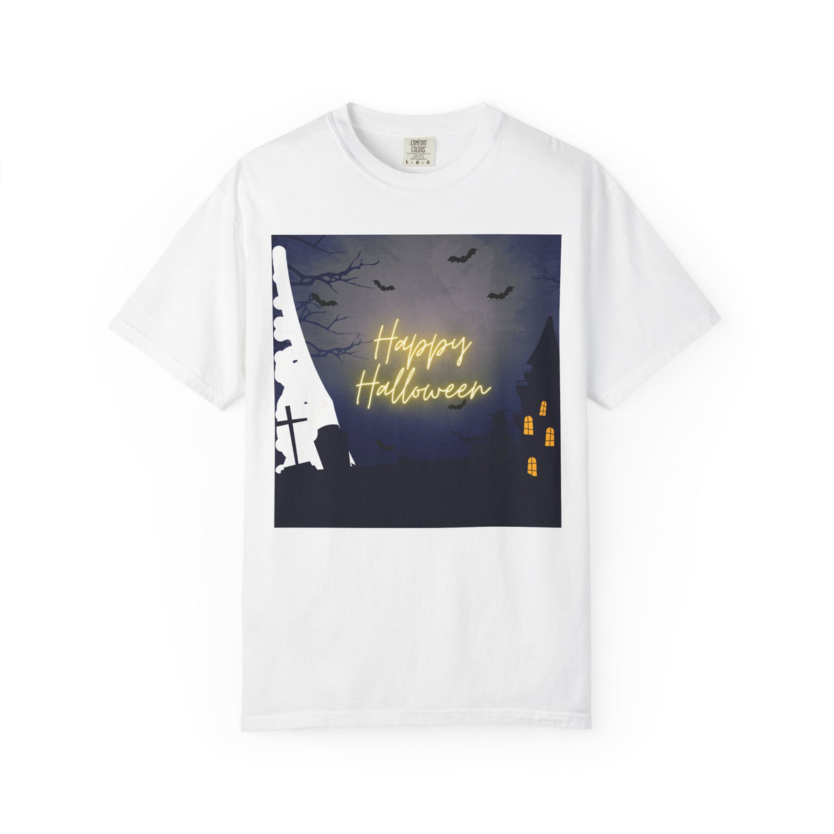 Halloween Night T-Shirt — "Happy Halloween" Haunted Graveyard Design