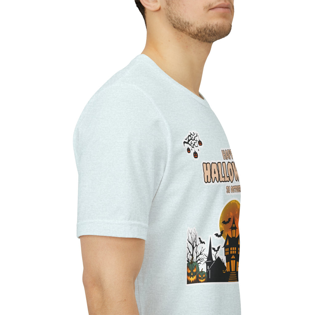Halloween Haunted House T-Shirt — "Happy Halloween" Pumpkin Spooky Tee