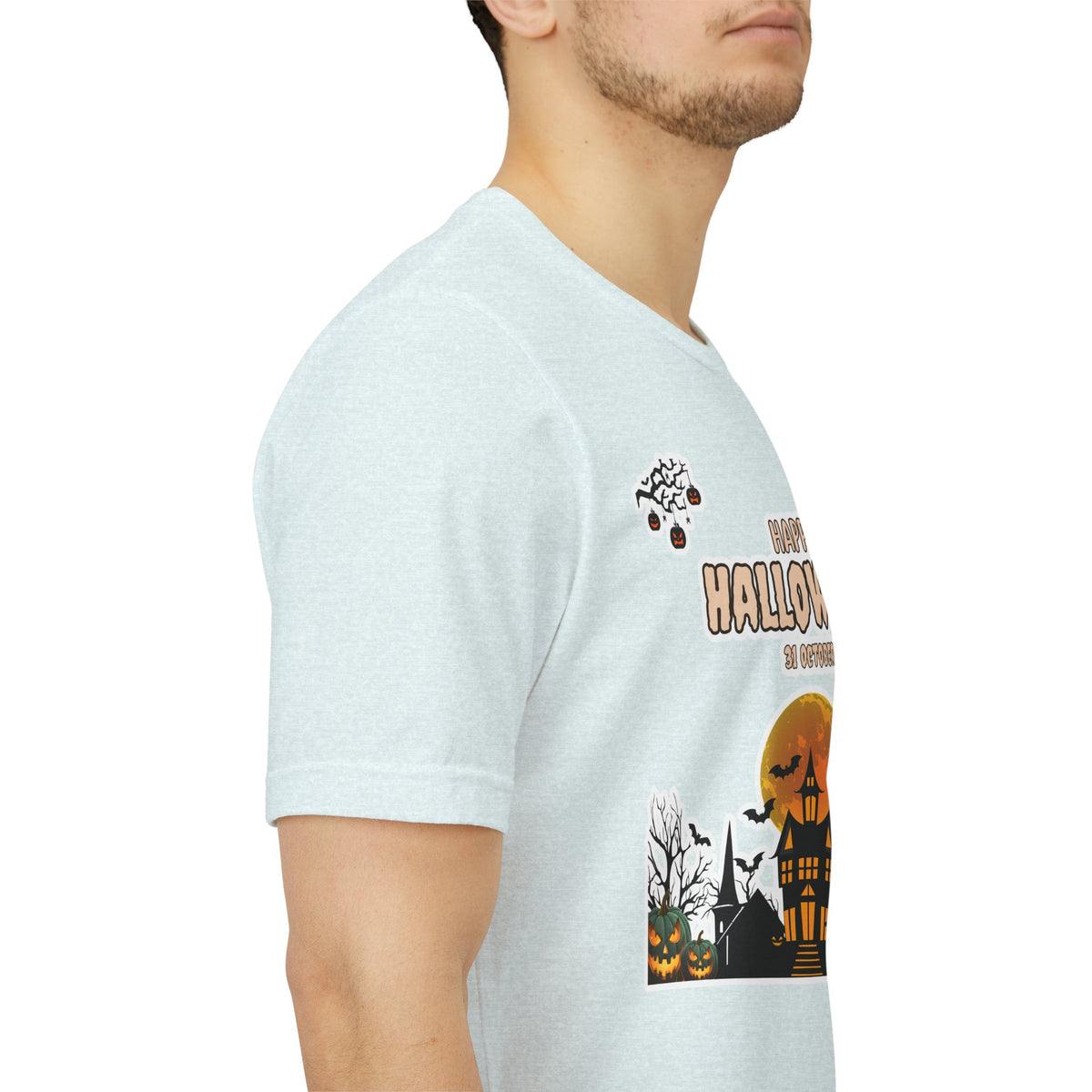 Halloween Haunted House T-Shirt — "Happy Halloween" Pumpkin Spooky Tee