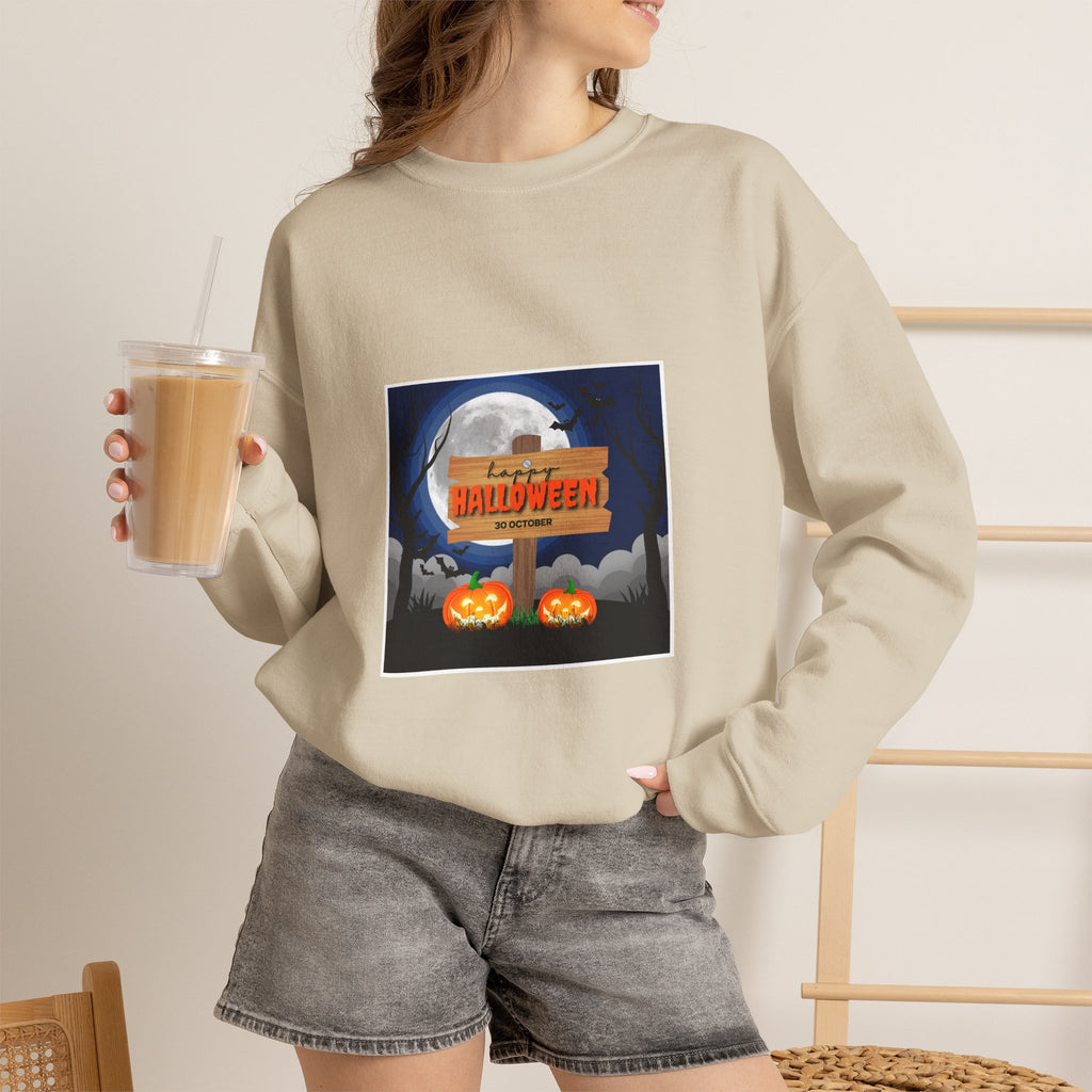 Halloween Crewneck Sweatshirt - Spooky Night Pumpkins Design