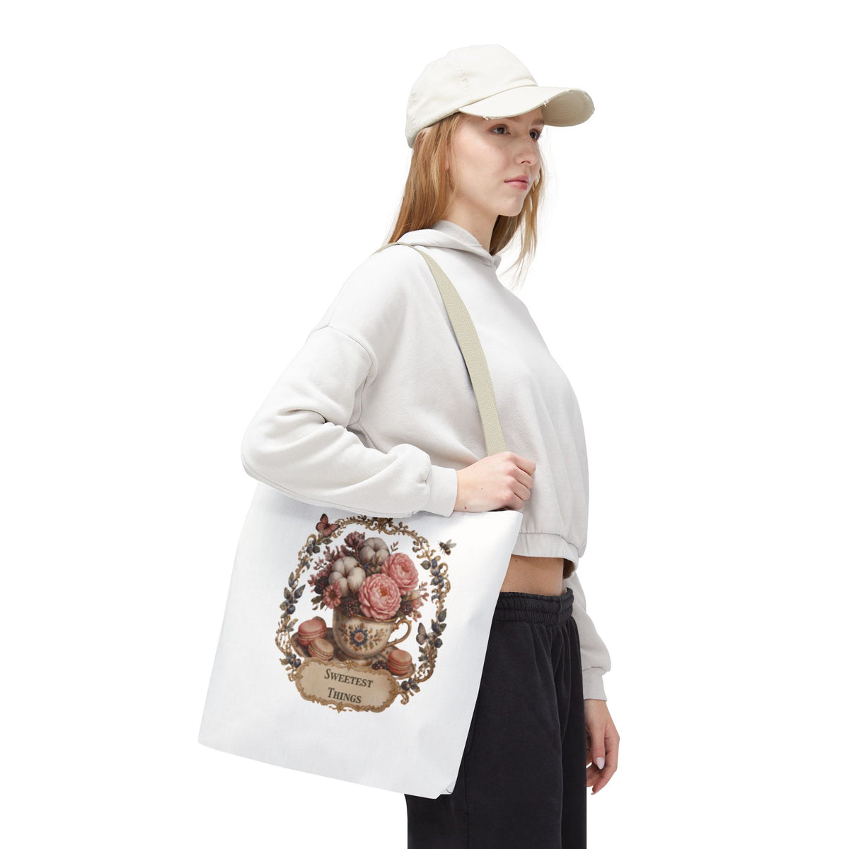 Vintage Floral Bouquet Tote — "Sweetest Things" Canvas Bag