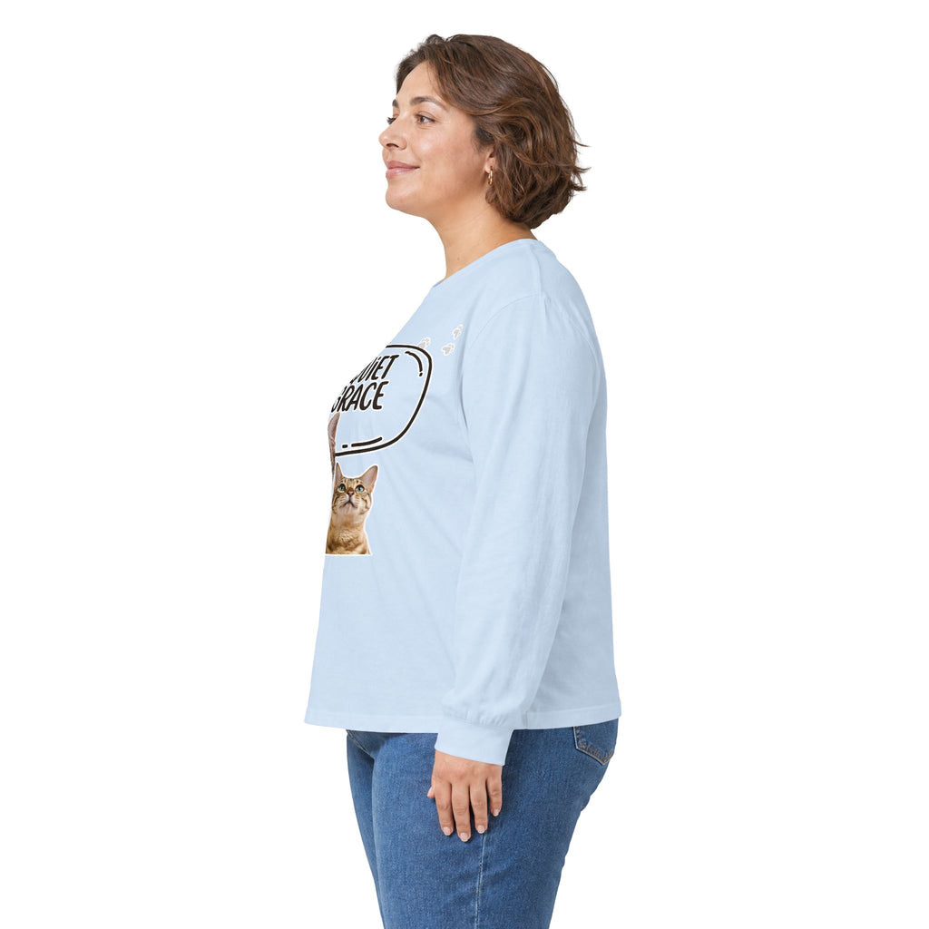 Quiet Grace Cat Long Sleeve Tee — Cute Kitty Photo Shirt