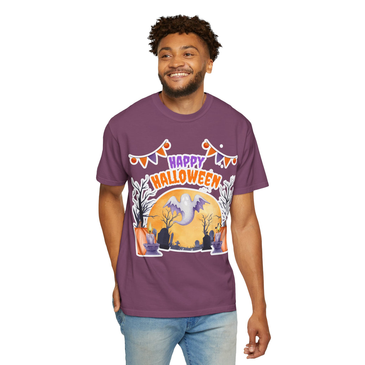 Happy Halloween T-Shirt — Ghost & Pumpkin Halloween Tee