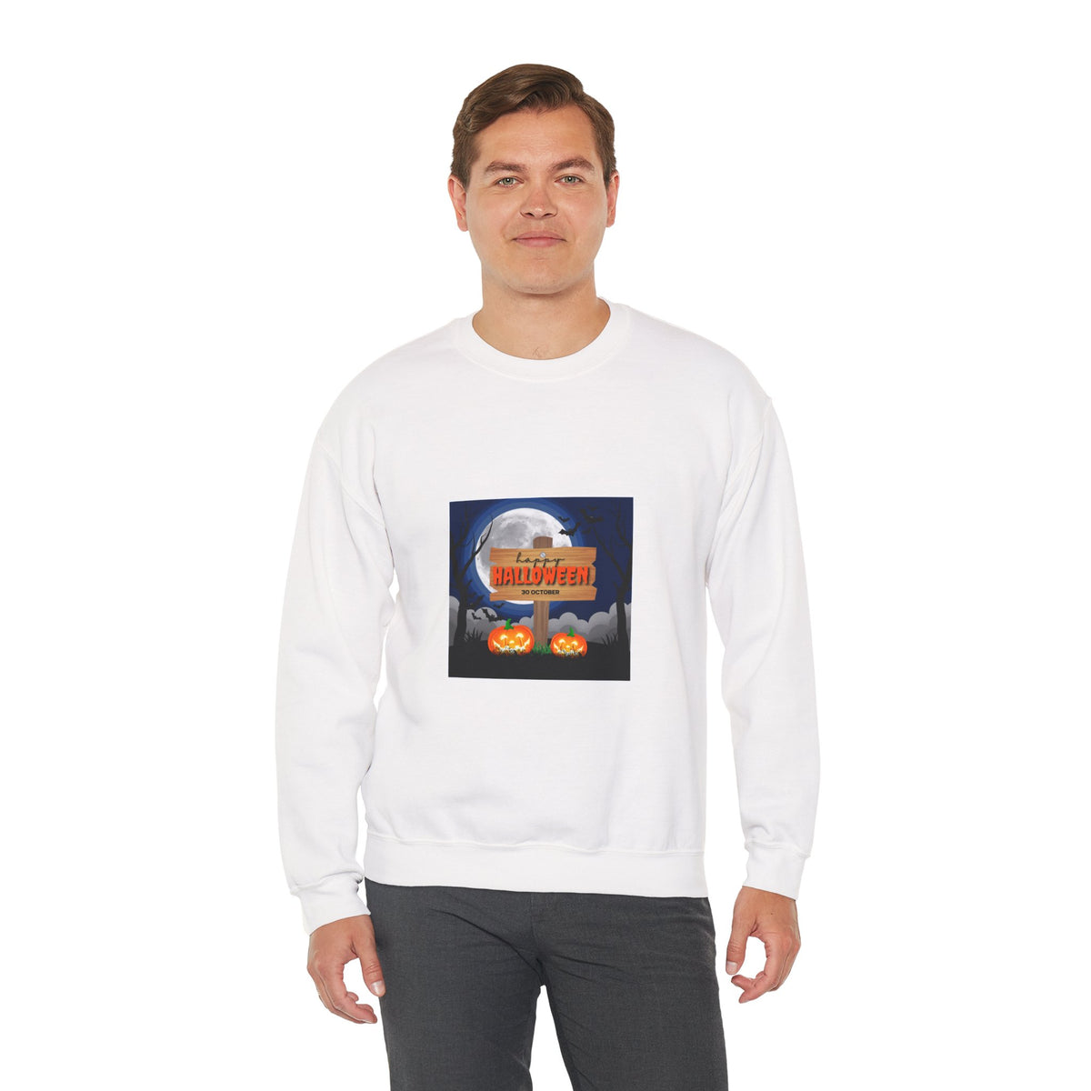 Halloween Crewneck Sweatshirt - Spooky Night Pumpkins Design