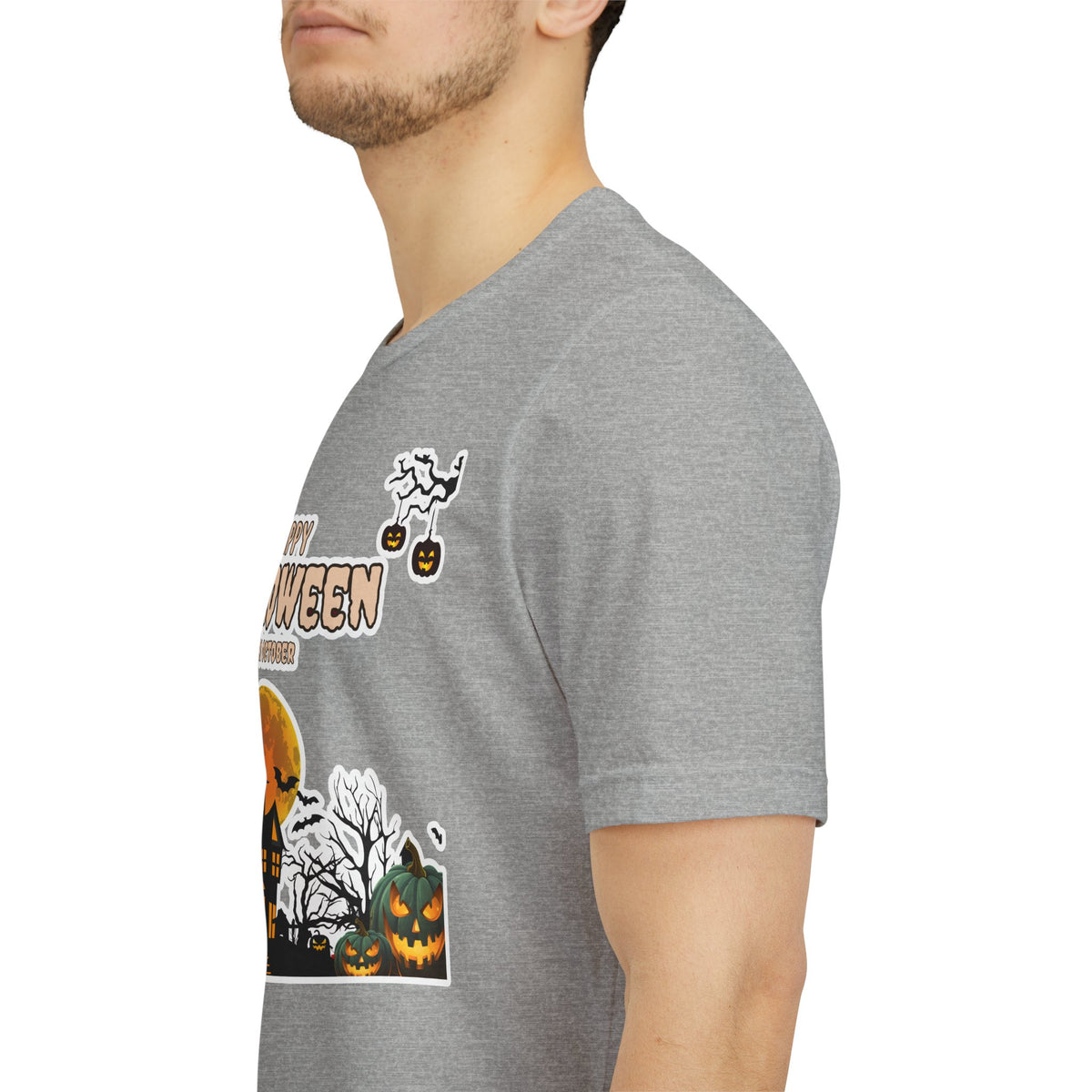 Halloween Haunted House T-Shirt — "Happy Halloween" Pumpkin Spooky Tee