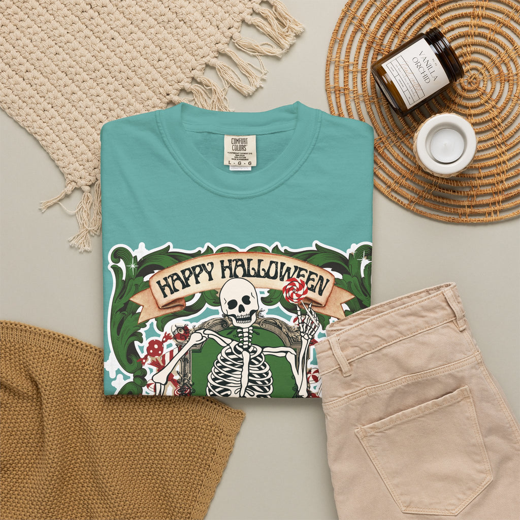 Happy Halloween Skeleton T-Shirt — Vintage Trick or Treat Graphic Tee