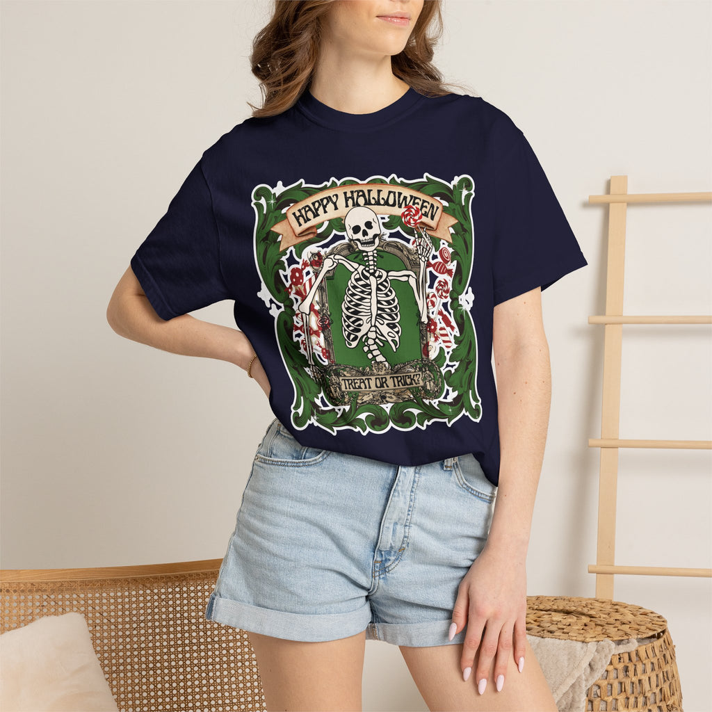 Happy Halloween Skeleton T-Shirt — Vintage Trick or Treat Graphic Tee