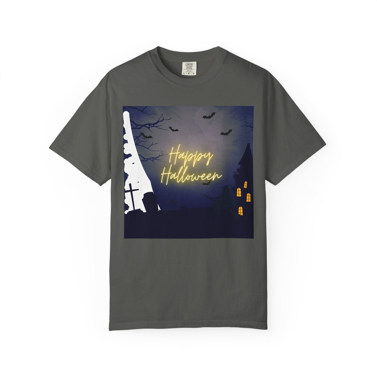 Halloween Night T-Shirt — "Happy Halloween" Haunted Graveyard Design