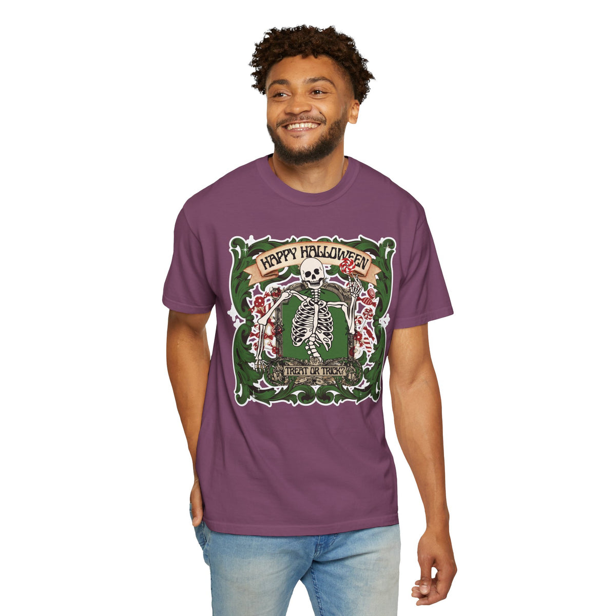 Happy Halloween Skeleton T-Shirt — Vintage Trick or Treat Graphic Tee