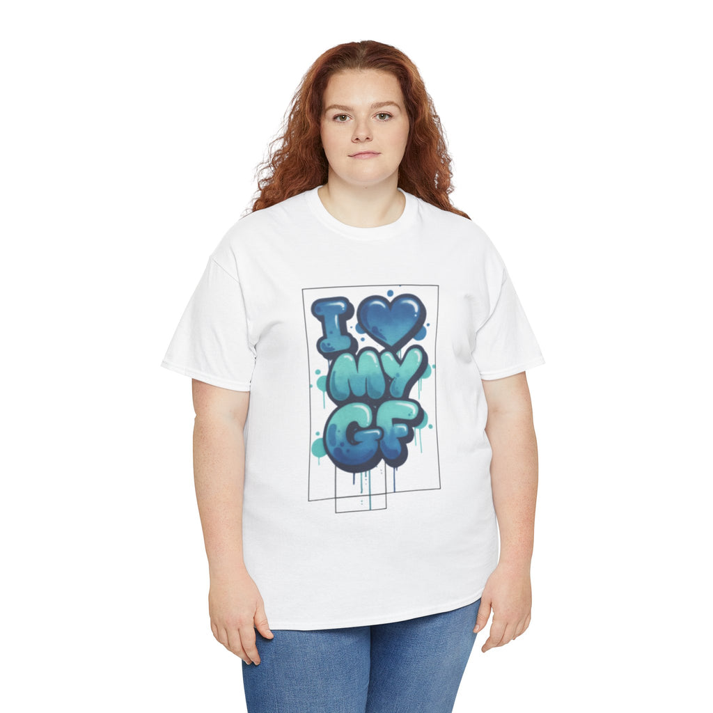I LOVE My GF T-Shirt — Cute Blue Graffiti Love Tee for Girlfriend Gifts