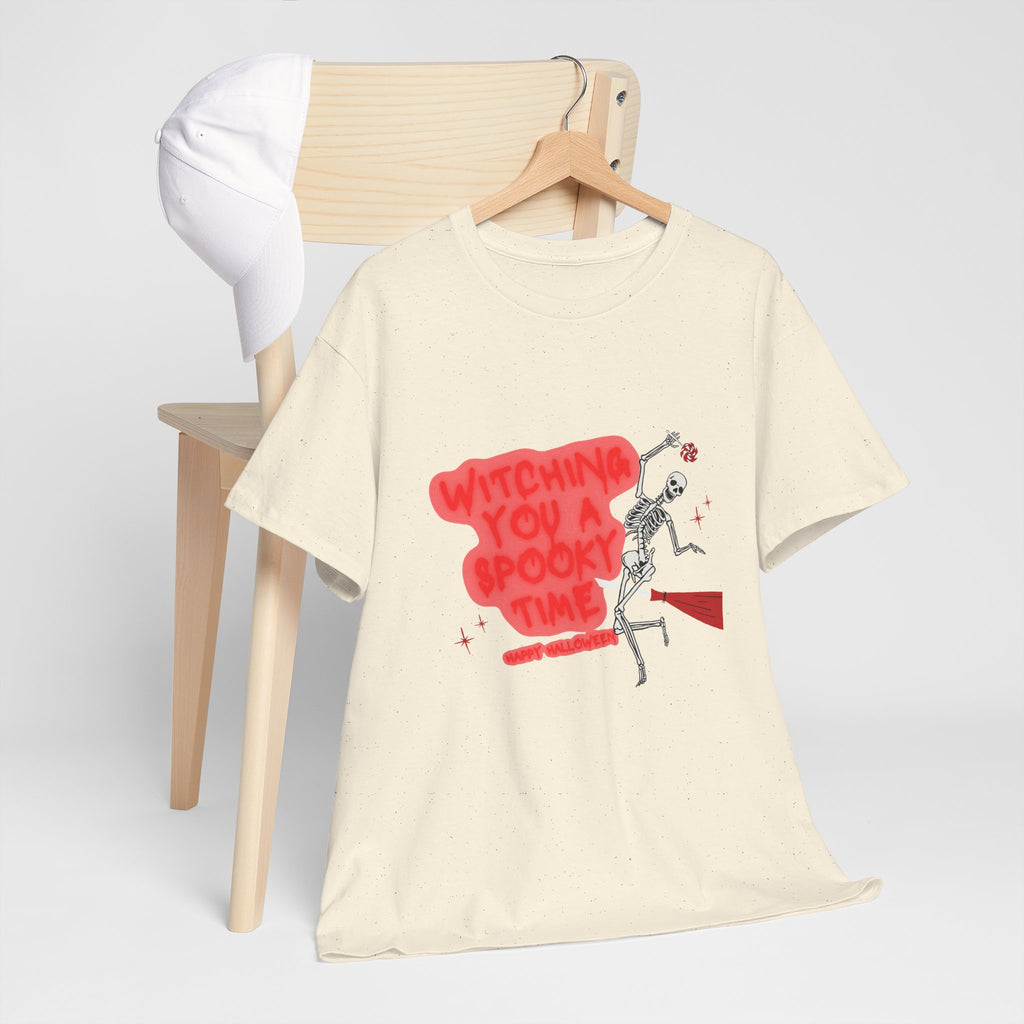 Skeleton 'Witching You a Spooky Time' Halloween T-Shirt