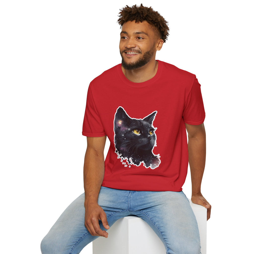 Galaxy Black Cat T-Shirt — Cosmic Cat Portrait Tee