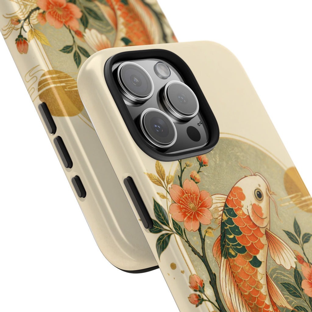 Koi Blossom Tough Phone Case — Vintage Japanese Fish Design