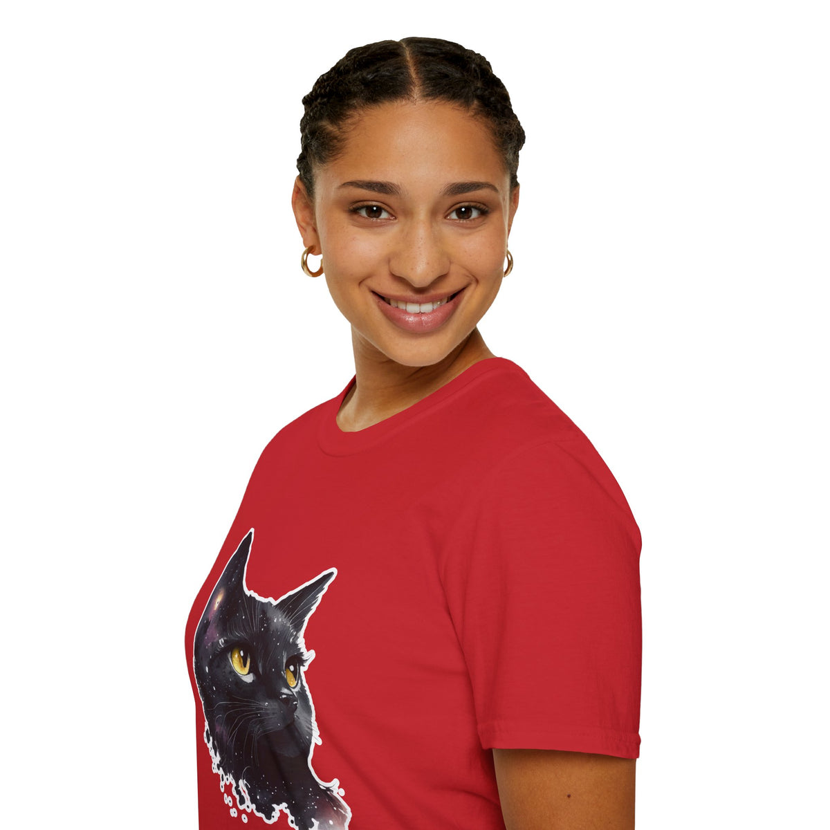 Galaxy Black Cat T-Shirt — Cosmic Cat Portrait Tee