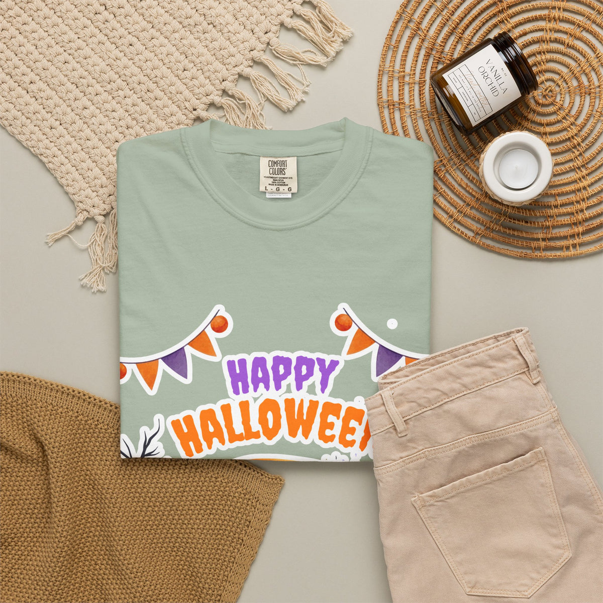 Happy Halloween T-Shirt — Ghost, Pumpkins & Graveyard Halloween Tee