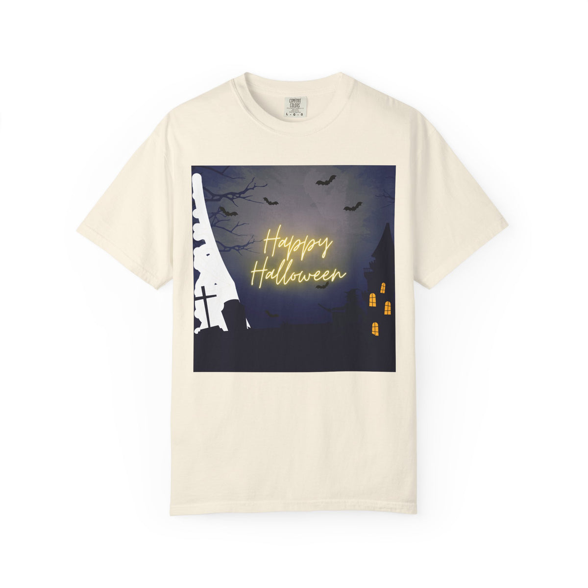 Halloween Night T-Shirt — "Happy Halloween" Haunted Graveyard Design
