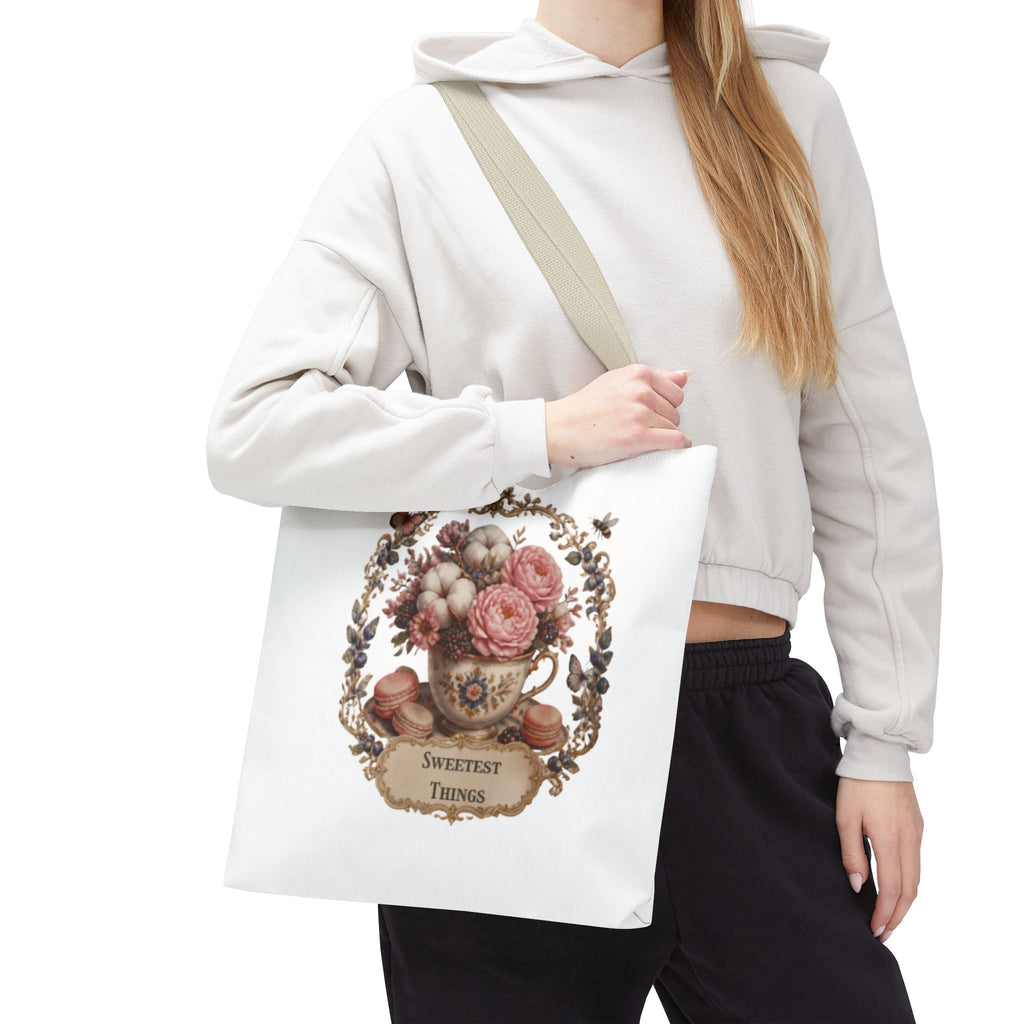 Vintage Floral Bouquet Tote — "Sweetest Things" Canvas Bag