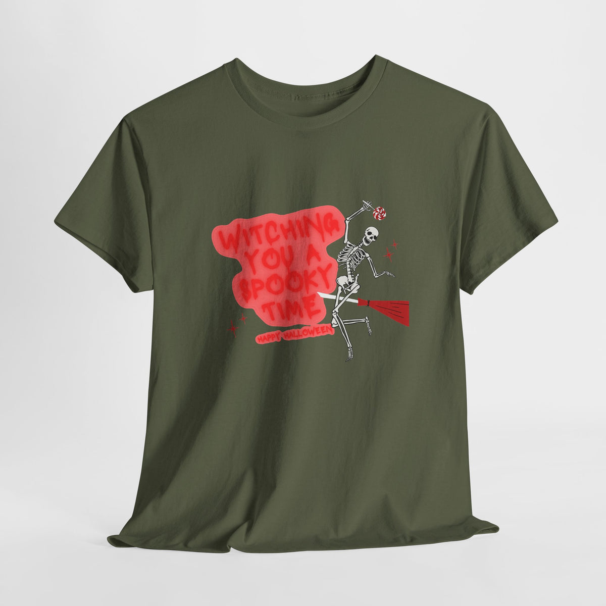 Skeleton 'Witching You a Spooky Time' Halloween T-Shirt