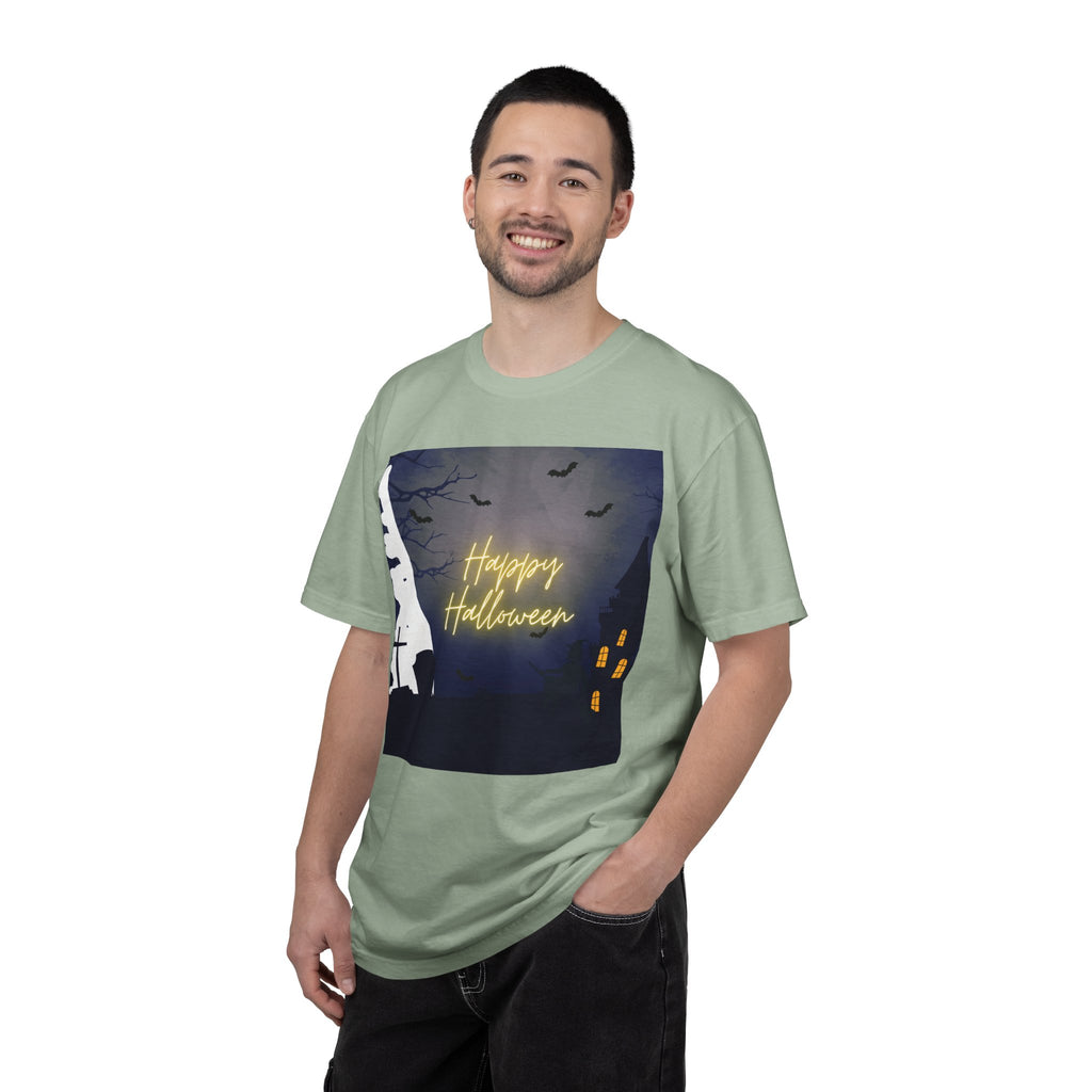 Halloween Night T-Shirt — "Happy Halloween" Haunted Graveyard Design