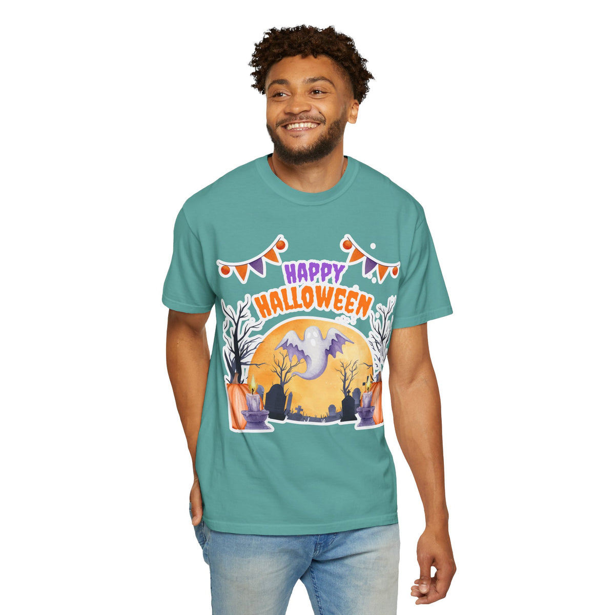 Happy Halloween T-Shirt — Ghost & Pumpkin Halloween Tee