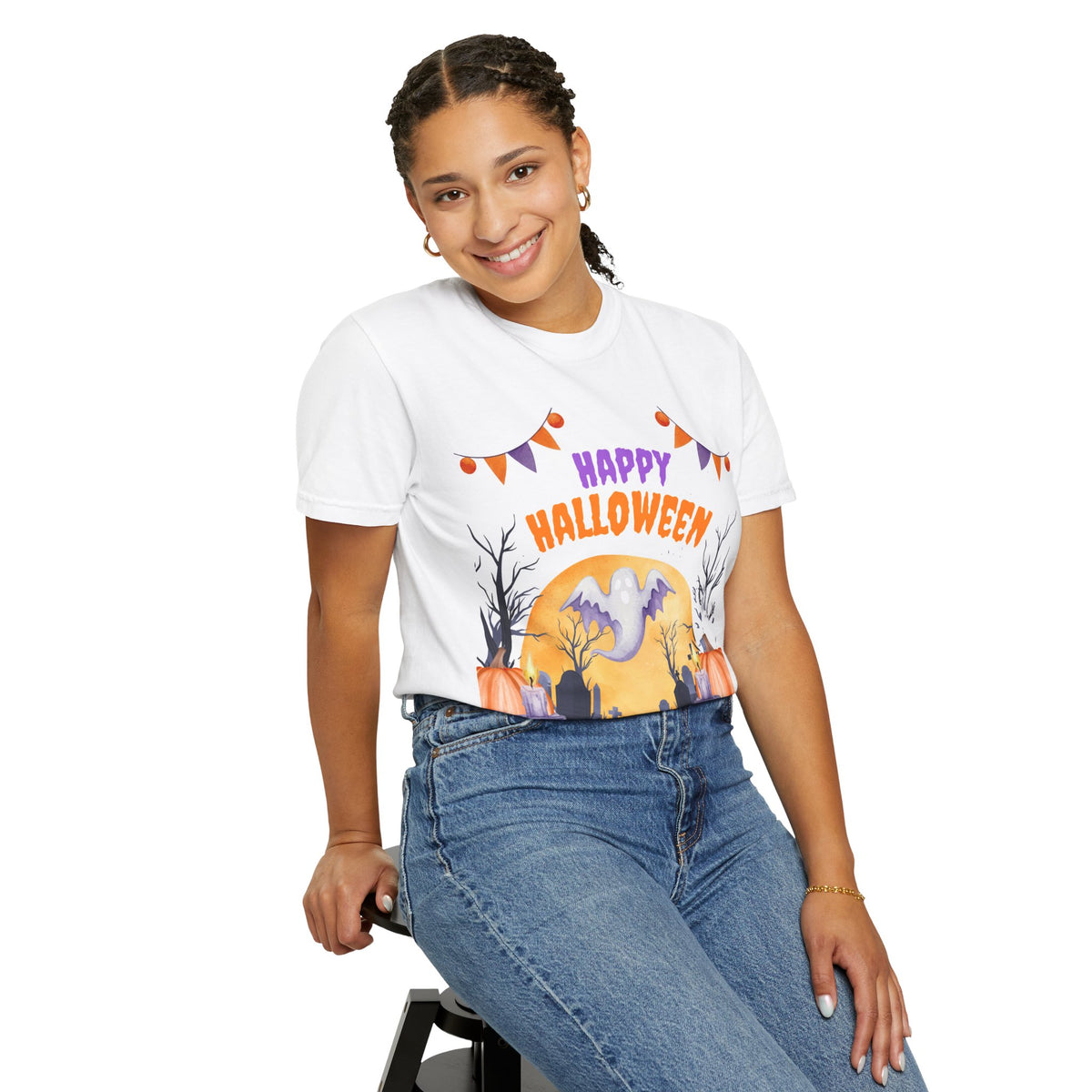 Happy Halloween T-Shirt — Ghost & Pumpkin Halloween Tee
