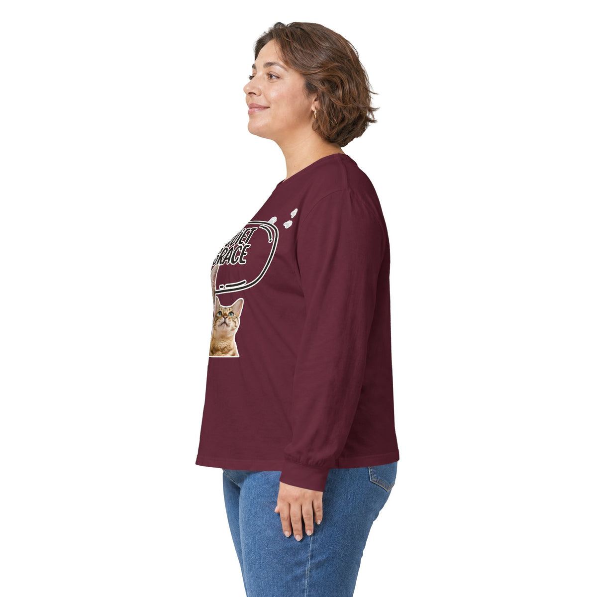 Quiet Grace Cat Long Sleeve Tee — Cute Kitty Photo Shirt