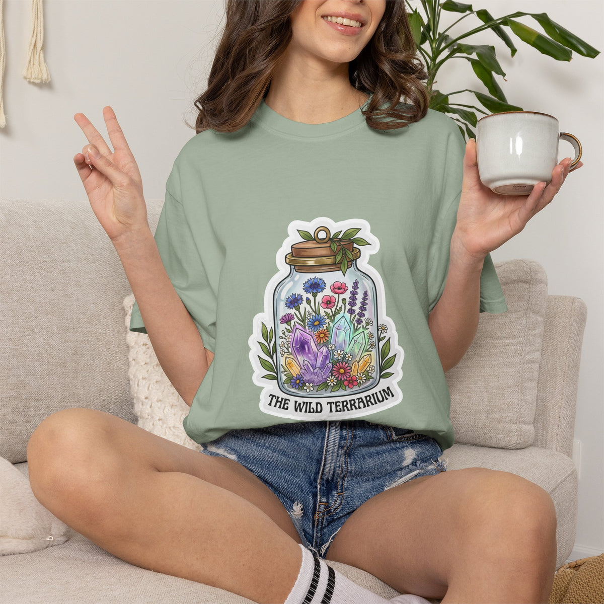 Terrarium Floral T-Shirt — "The Wild Terrarium" Botanical Jar Tee