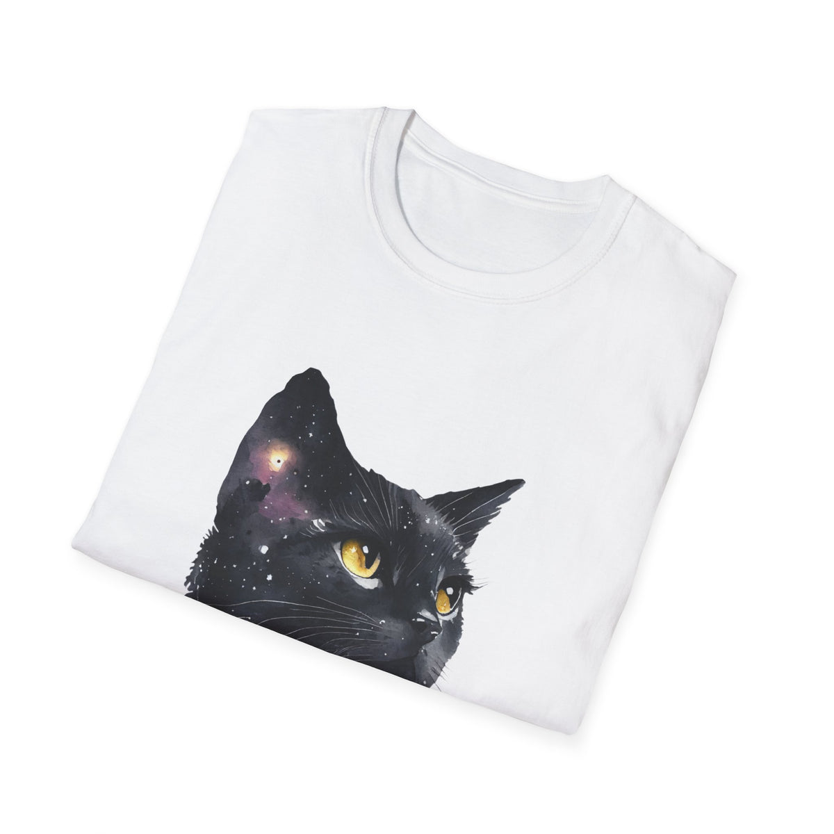 Galaxy Black Cat T-Shirt — Cosmic Cat Portrait Tee