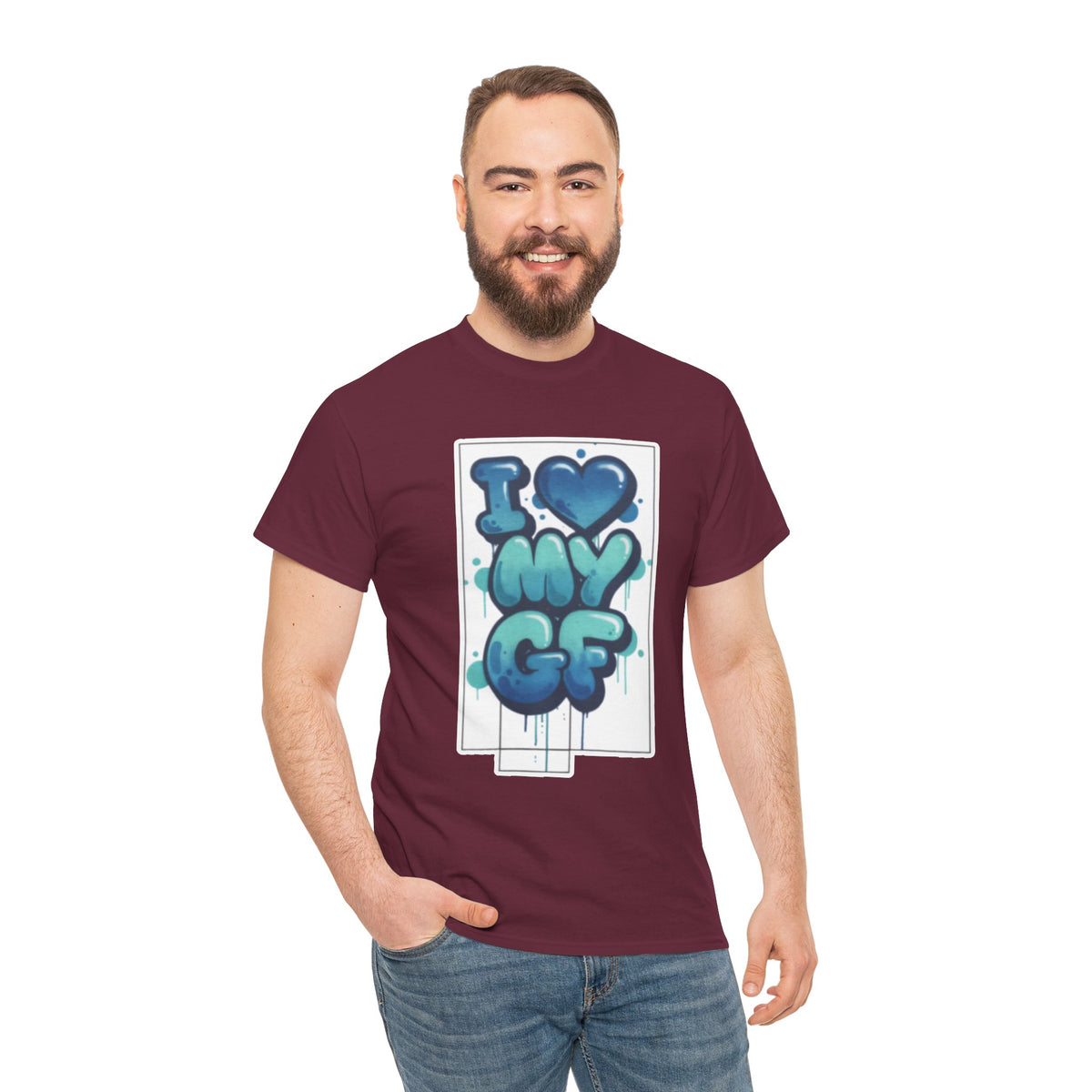 I LOVE My GF T-Shirt — Cute Blue Graffiti Love Tee for Girlfriend Gifts