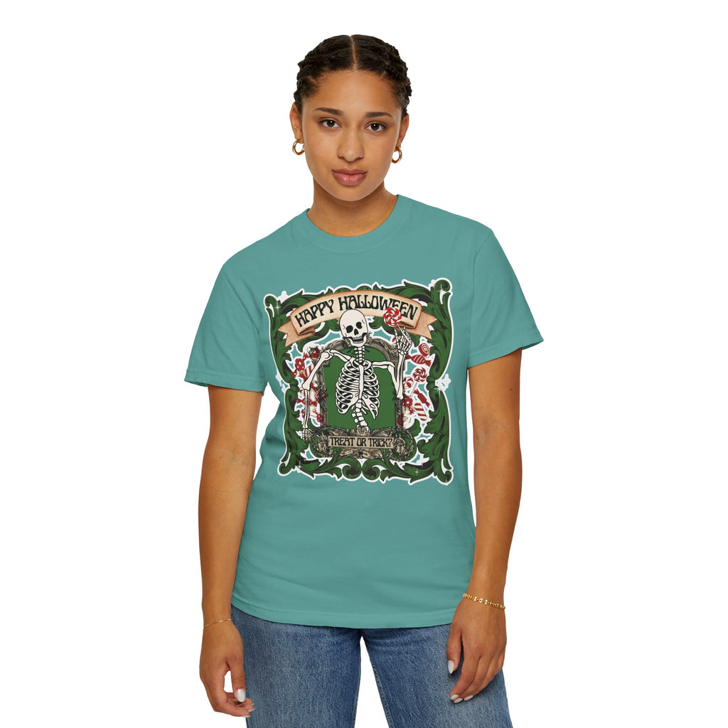 Happy Halloween Skeleton T-Shirt — Vintage Trick or Treat Graphic Tee