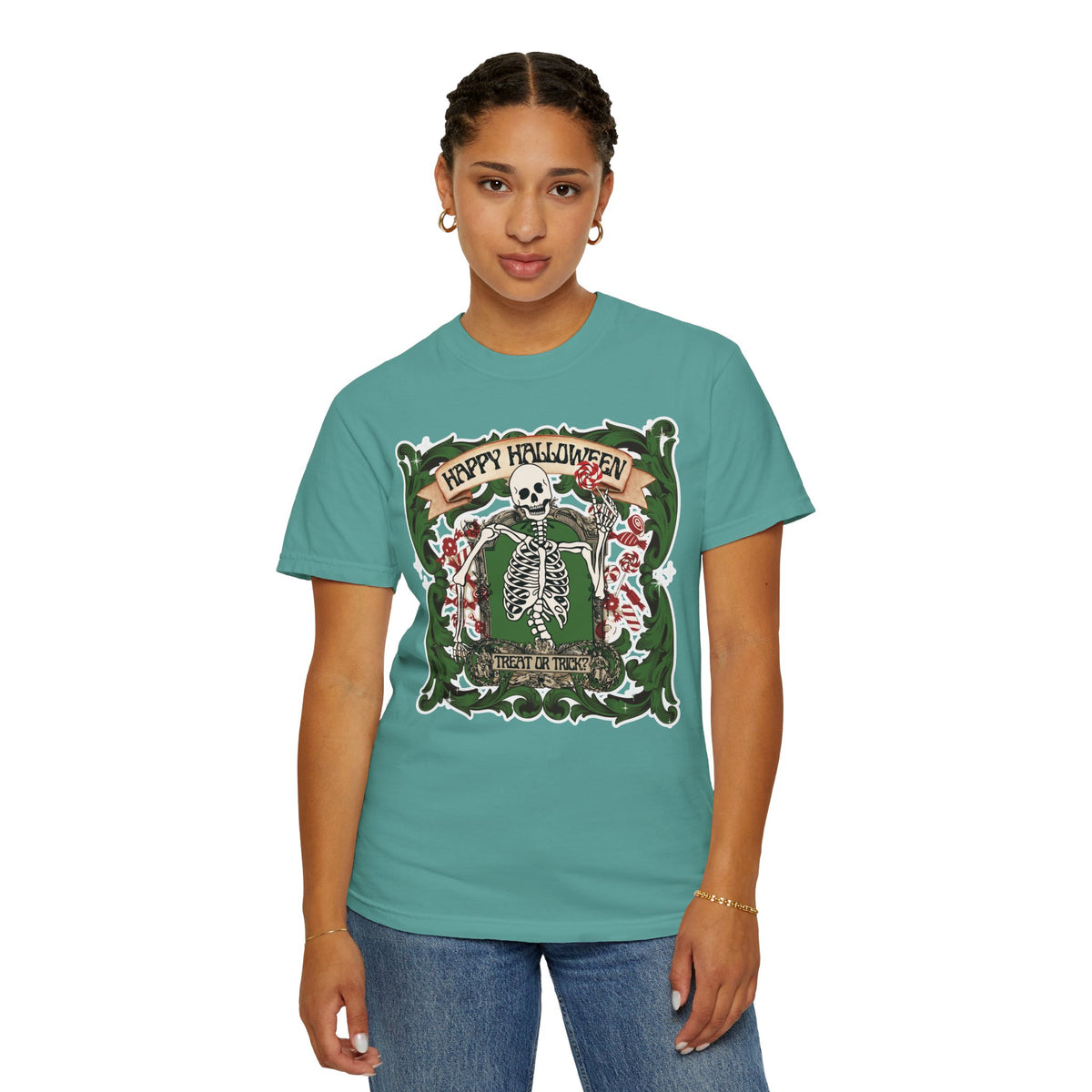 Happy Halloween Skeleton T-Shirt — Vintage Trick or Treat Graphic Tee