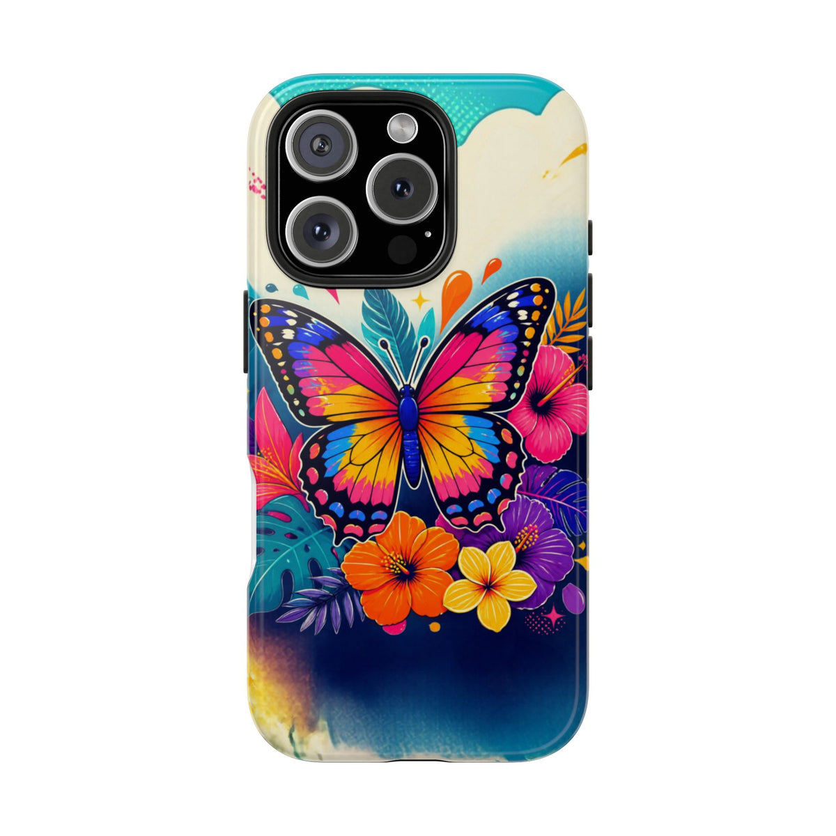 Butterfly Floral Tough Phone Case — Colorful Protective Phone Cover