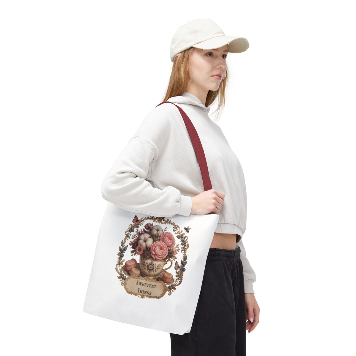 Vintage Floral Bouquet Tote — "Sweetest Things" Canvas Bag