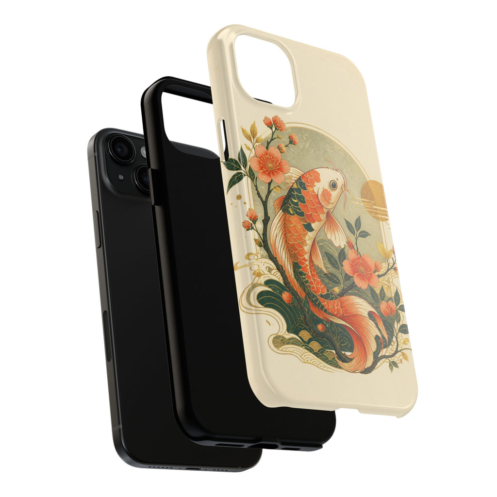 Koi Blossom Tough Phone Case — Vintage Japanese Fish Design
