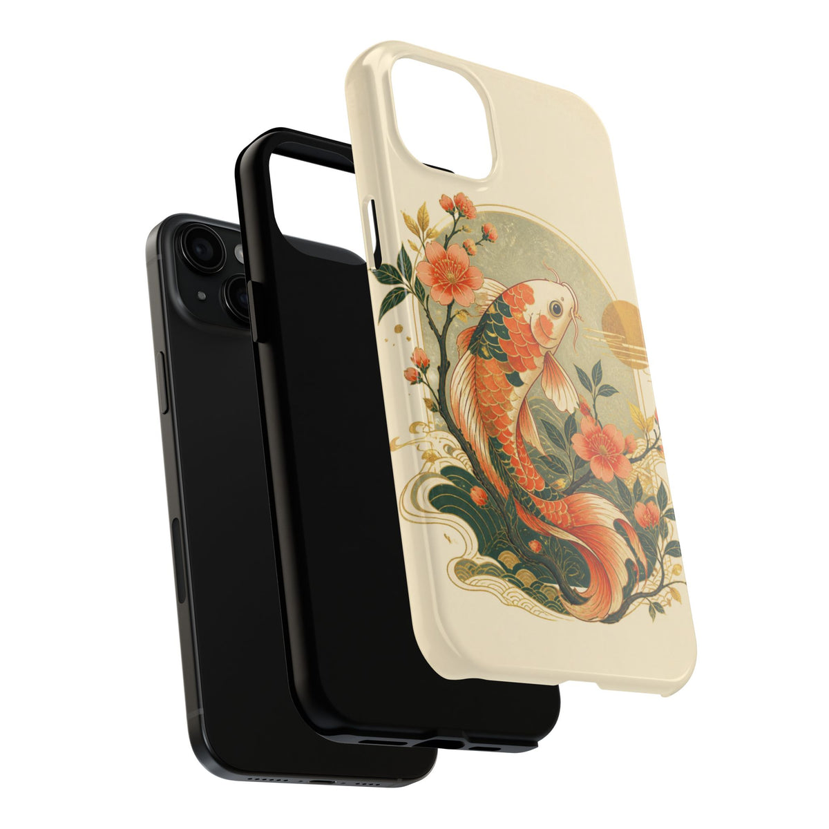 Koi Blossom Tough Phone Case — Vintage Japanese Fish Design