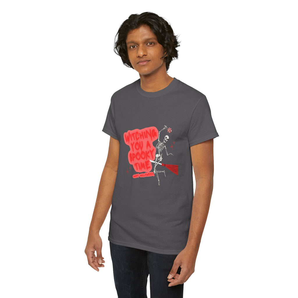 Skeleton 'Witching You a Spooky Time' Halloween T-Shirt