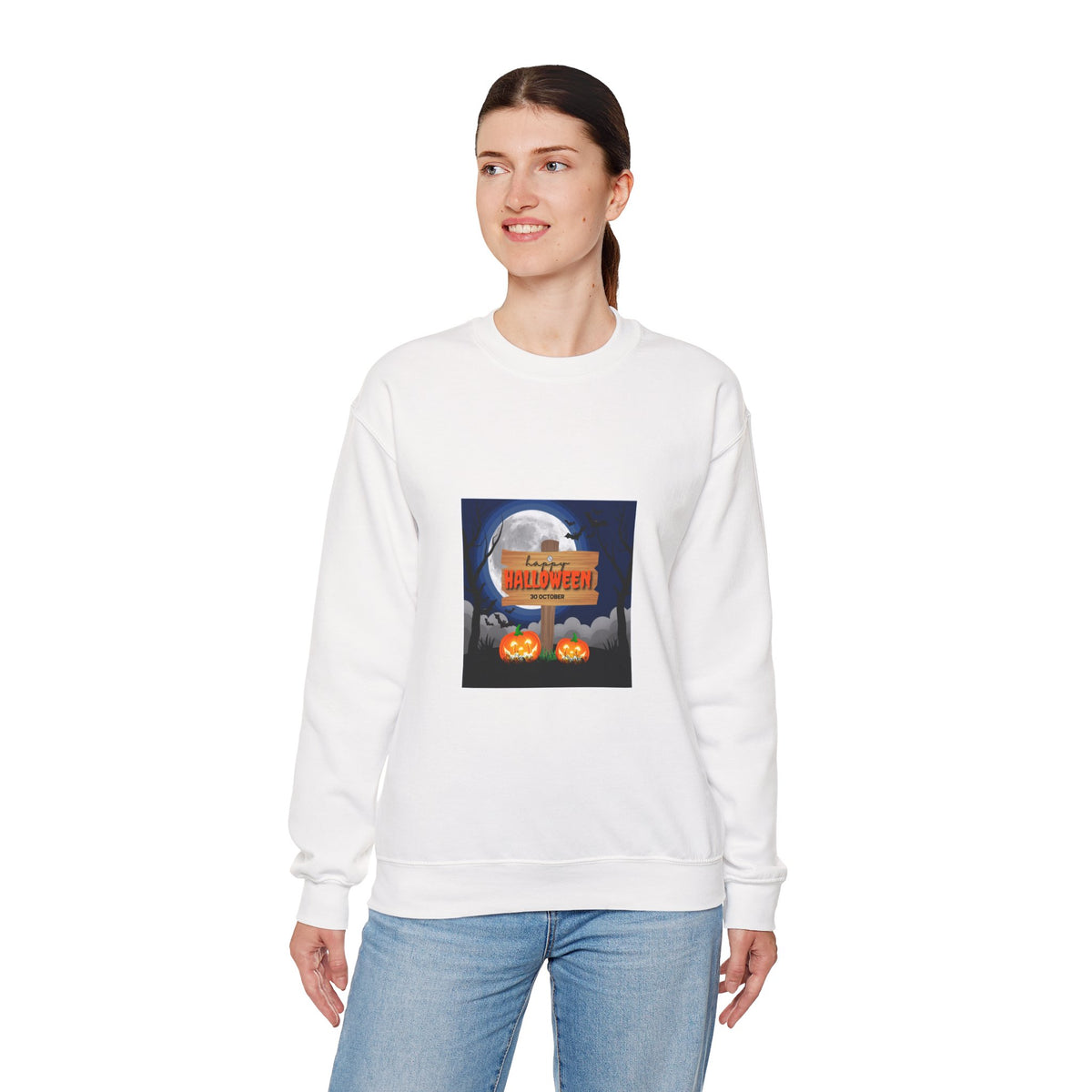 Halloween Crewneck Sweatshirt - Spooky Night Pumpkins Design