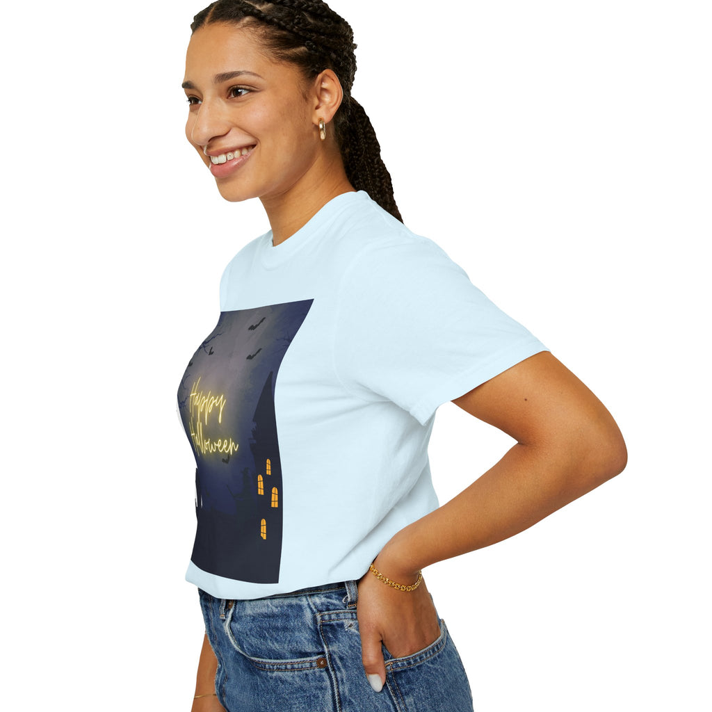 Halloween Night T-Shirt — "Happy Halloween" Haunted Graveyard Design