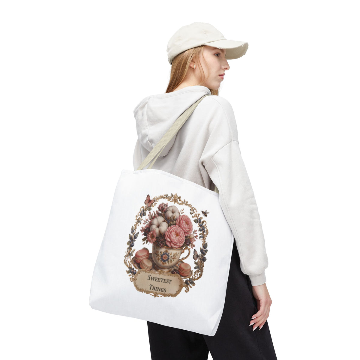 Vintage Floral Bouquet Tote — "Sweetest Things" Canvas Bag