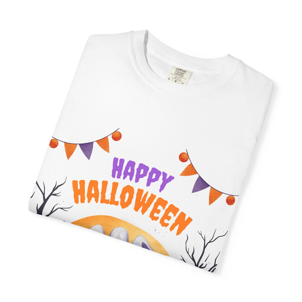 Happy Halloween T-Shirt — Ghost, Pumpkins & Graveyard Halloween Tee
