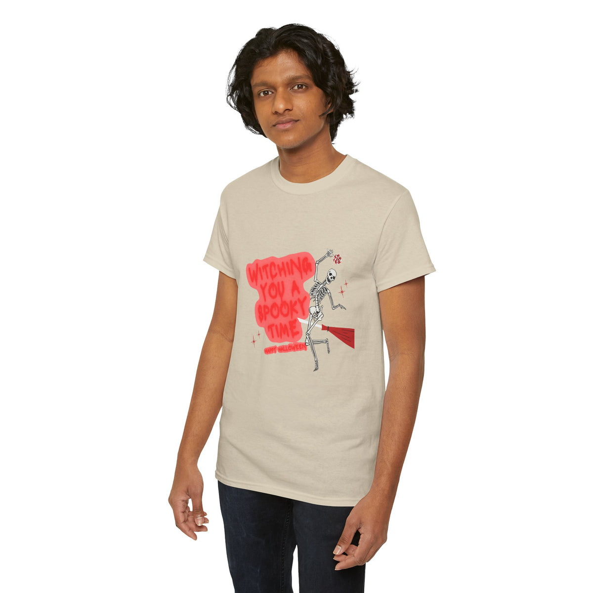 Skeleton 'Witching You a Spooky Time' Halloween T-Shirt