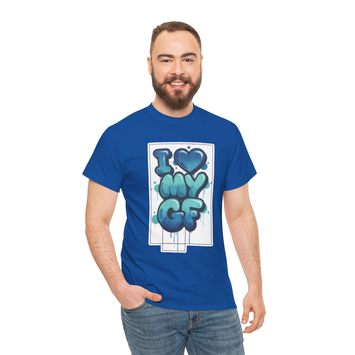 I LOVE My GF T-Shirt — Cute Blue Graffiti Love Tee for Girlfriend Gifts